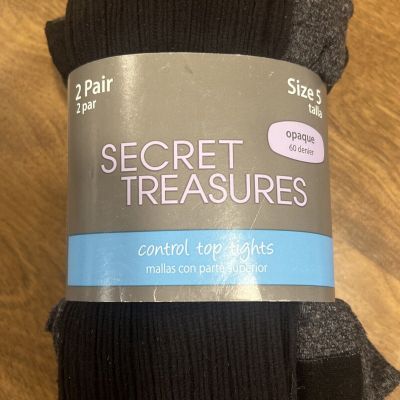 Secret Treasures Woman’s Control Top Tights 2 Pairs Size 5 NWT A56